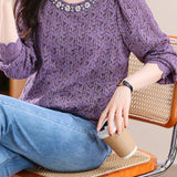 Hollow Lace Long Sleeve T-Shirt