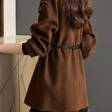 Solid Color Wool Blend Coat