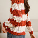 Contrast Color Hollow Out Knit Sweater