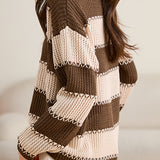 Contrast Color Hollow Out Knit Sweater