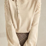 Elegant Mesh Panel Knit Sweater