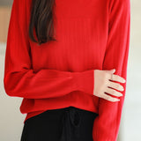 Half Turtleneck Jacquard Sweater Knit Base