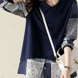 Layered Look Long Sleeve Color Block T-Shirt