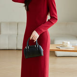 Elegant Square Neck Knit Dress