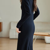 Elegant Square Neck Knit Dress