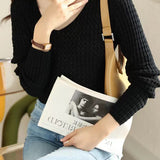 Solid Textured V-Neck Knit Sweater