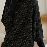 Half High Neck Irregular Batwing Sleeve Knit Sweater