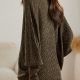 Half High Neck Irregular Batwing Sleeve Knit Sweater