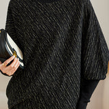 Half High Neck Irregular Batwing Sleeve Knit Sweater