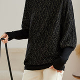 Half High Neck Irregular Batwing Sleeve Knit Sweater