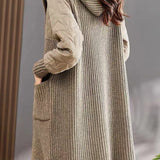 Warm Patchwork Hooded Knit Jacket