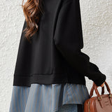 Simple Layered-Look Patchwork Sweatshirt