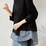 Simple Layered-Look Patchwork Sweatshirt