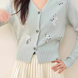 V-Neck Sequin Knit Cardigan