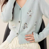 V-Neck Sequin Knit Cardigan