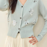 V-Neck Sequin Knit Cardigan