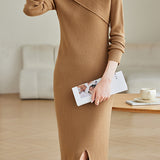 Double-Layer Collar Slim Knit Dress