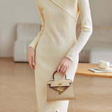 Double-Layer Collar Slim Knit Dress