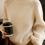 Fashionable Metallic Thread Crew Neck Sweater