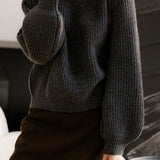 Fashionable Metallic Thread Crew Neck Sweater