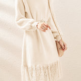 Lace Patchwork Faux Mink Fur Dress