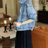 Sequin-Spliced Denim Jacket