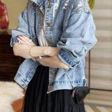 Sequin-Spliced Denim Jacket