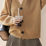 V-Neck Knit Cardigan Jacket