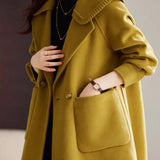 Elegant Solid Color Wool Coat