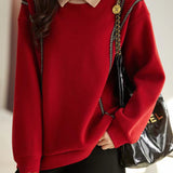 Faux Two-Piece Polo Collar Sweatshirt