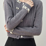 Chanel-Inspired Beaded Knit Cardigan Jacket