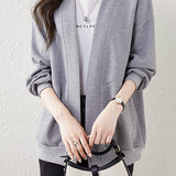 Boyfriend Style Loose V-Neck Cardigan Sweatshirt