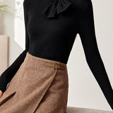 French Slim-Fit Bow Collar Sweater