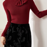 French Slim-Fit Bow Collar Sweater