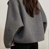 Casual Fashion Color Block Wool Coat