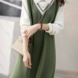 Color Block Spliced Polo Collar Dress