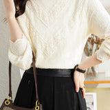 French Elegant Half High Neck Lace Base Shirt