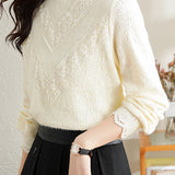 French Elegant Half High Neck Lace Base Shirt