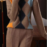 Argyle Color-Block Knit Sweater