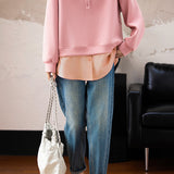 Pink V-neck Faux Layered Sweatshirt