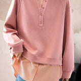 Pink V-neck Faux Layered Sweatshirt