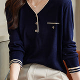 Short V-neck Wool Knit Top