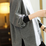 Casual Minimalist Color-block High-neck Sweatshirt