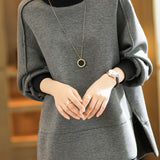 Casual Minimalist Color-block High-neck Sweatshirt