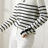 Slim Fit Long Sleeve Camellia Embroidery Knit Top