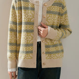 Christmas Crewneck Striped Jacquard Knit Sweater