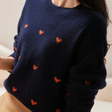 Minimalist Heart Pattern Versatile Crewneck Knit Top