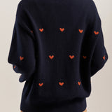 Minimalist Heart Pattern Versatile Crewneck Knit Top