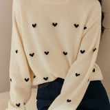 Minimalist Heart Pattern Versatile Crewneck Knit Top