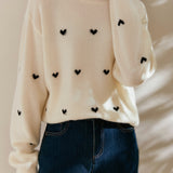 Minimalist Heart Pattern Versatile Crewneck Knit Top